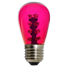 Pink LED S14 Medium Base Light Bulb - Glass Cover