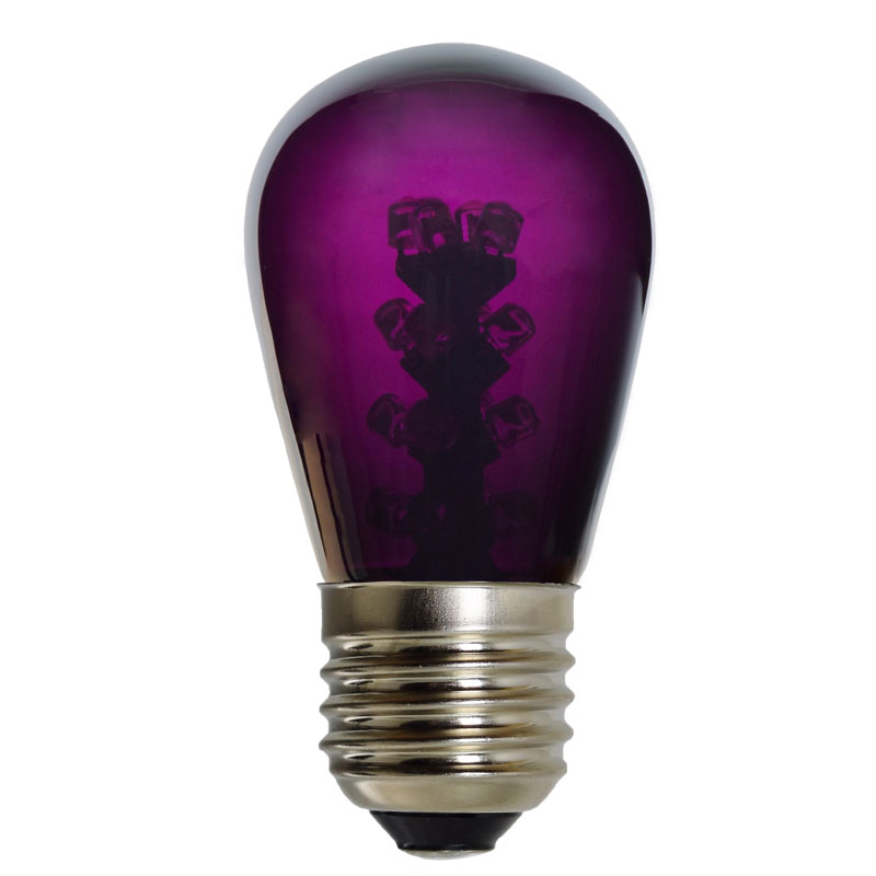 LED S14 Light Bulb - Medium Base - Purple/Glass