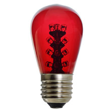 LED S14 Light Bulb - Medium Base - Red/Glass