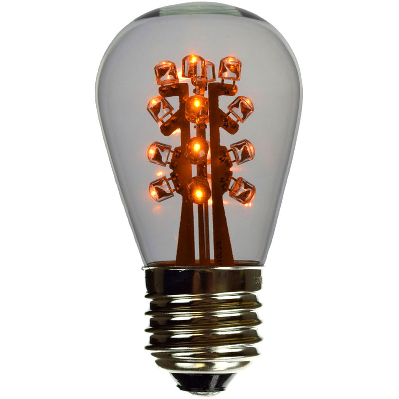 Yellow LED S14 Medium Base Light Bulb - Clear Glass