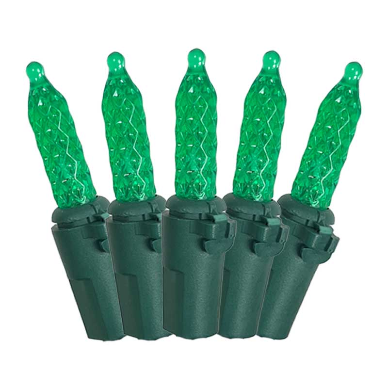 C3 Faceted Cone Green LED String Light Bulb Reel