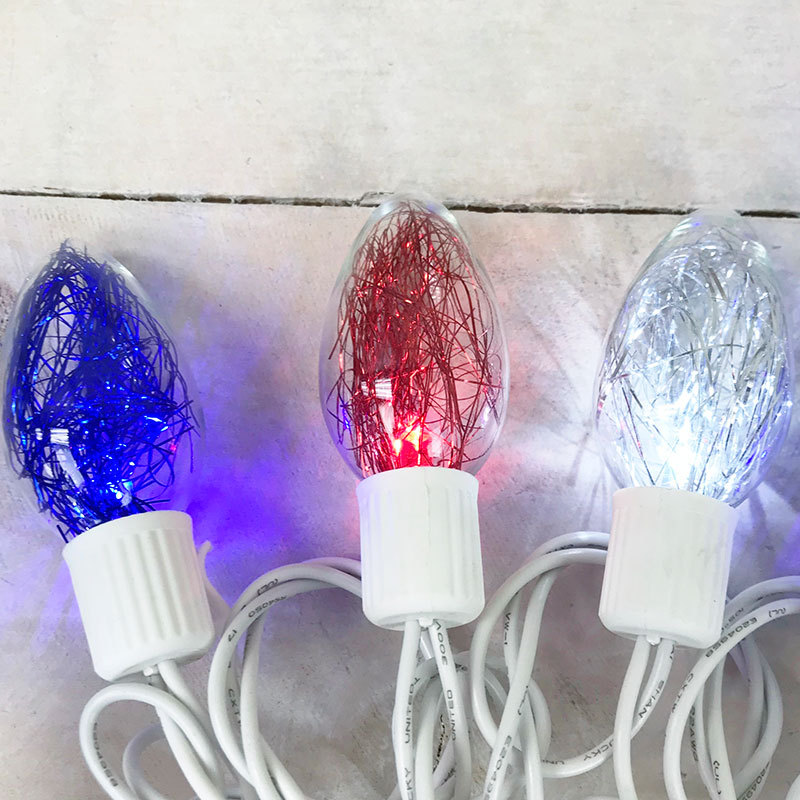 Red White Blue Tinsel C9 Led String Lights Red White Blue Led Tinsel String Lights 25 Count Dr 30002207