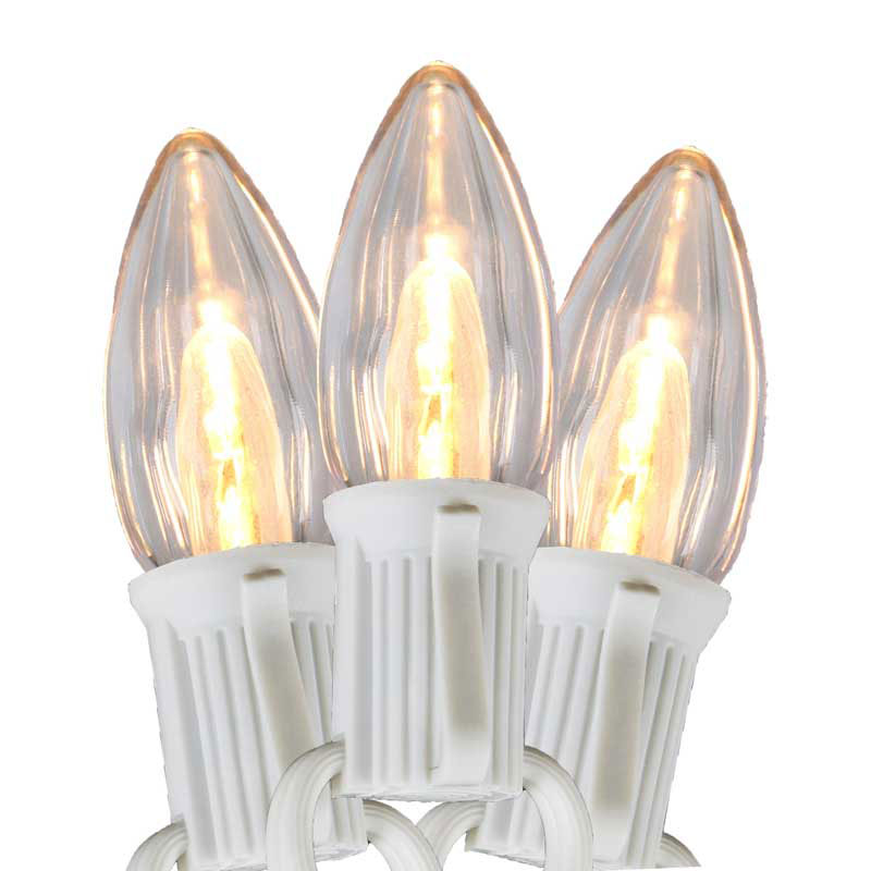 100' Warm White C9 LED String Lights - White Wire