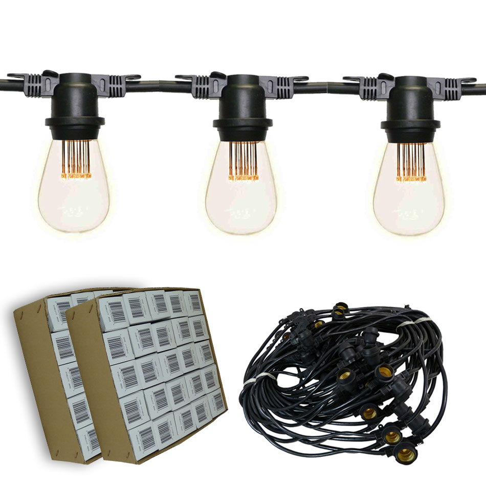 100' Vintage LED Suspended Light Strand Kit - Black