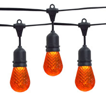 Orange LED Faceted Commercial String Lights