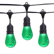 Green LED Faceted Commercial String Lights