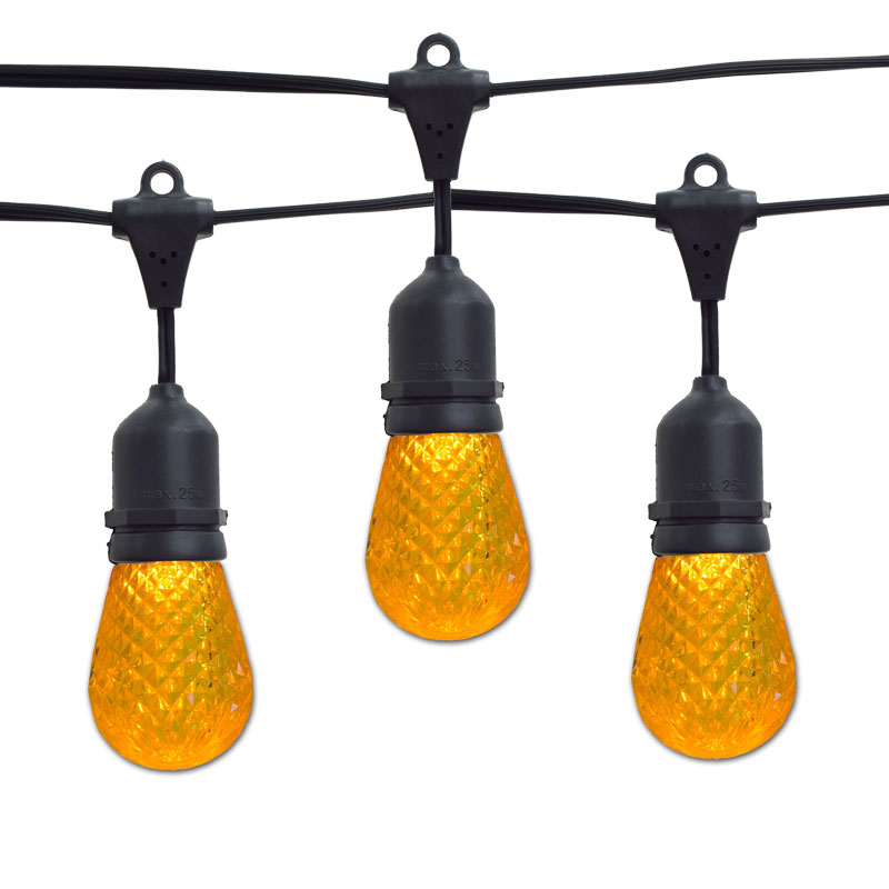 Yellow LED Faceted Commercial String Lights