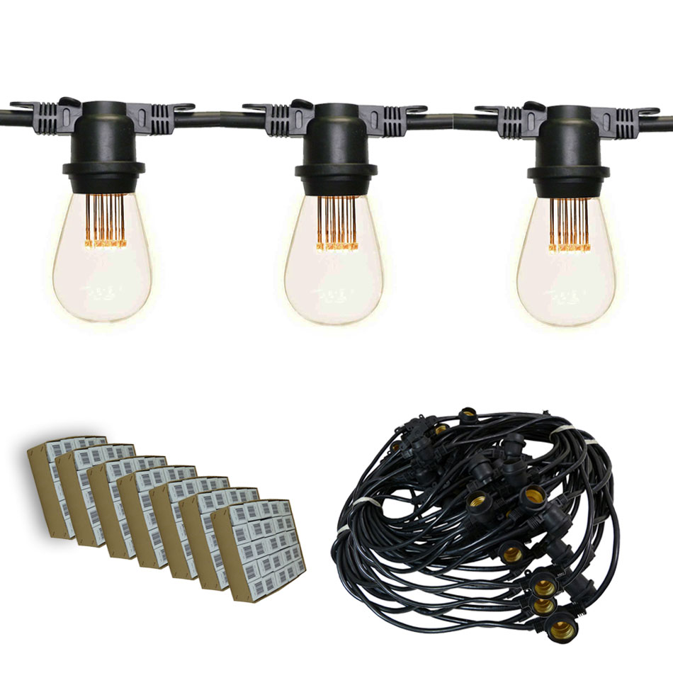 330' Vintage LED Suspended Light Strand Kit - Black 