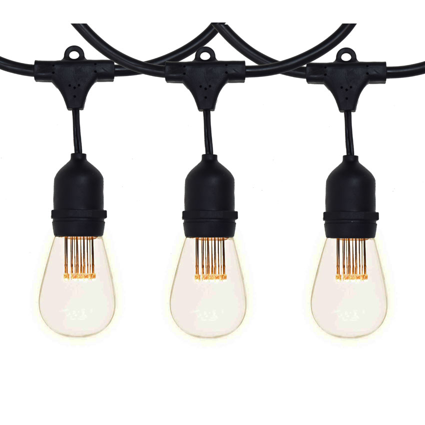 100' Vintage LED Suspended Light Strand Kit - Black Suspended