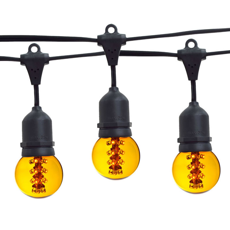 21' Yellow Designer LED Globe Light Strand Kit - Black Wire