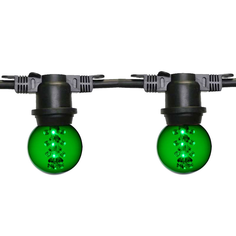 48' Green Designer LED G50 Globe Light Strand - Black Wire