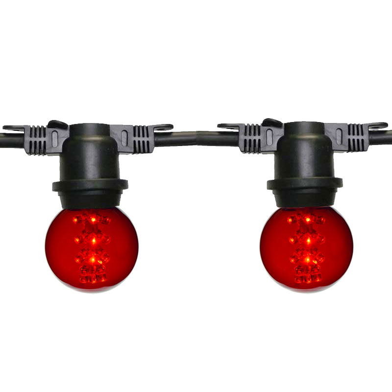 48' Red Designer LED G50 Globe Light Strand - Black Wire