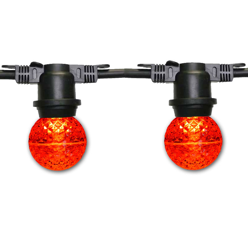 48' Red LED Globe Commercial Light Strand - Black Wire