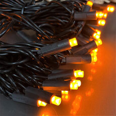 Amber Frost LED Wide Angle String Lights - Black Wire - 50 Lights HW1702