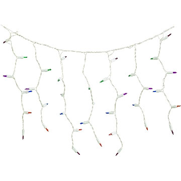 100 Multi-Color Icicle String Light Set - White Wire
