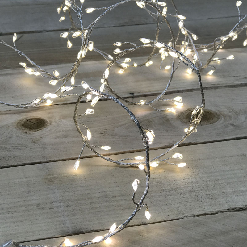 Novelty Lights - Warm White LED Fairy Garland Lights, Silver Wire