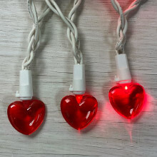 LED Acrylic Heart Battery Operated Party String Lights - 40 in. Red