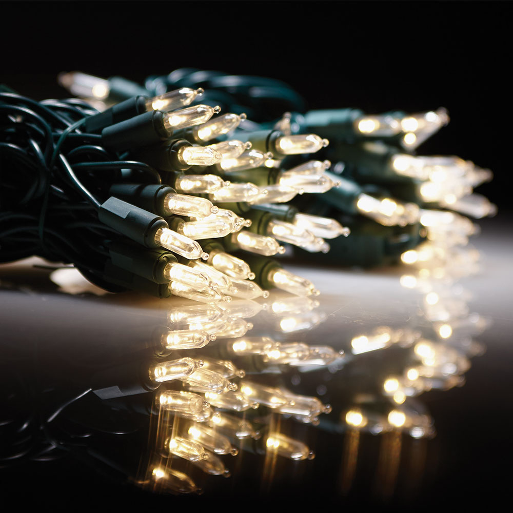 50L Warm White LED Mini String Lights – 12.5 ft – Green Wire 947135