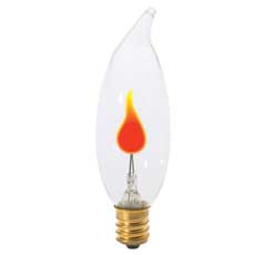 3W Clear Candelabra Base CA8 Incandescent Bent Tip Flicker Flame Light Bulb 52666