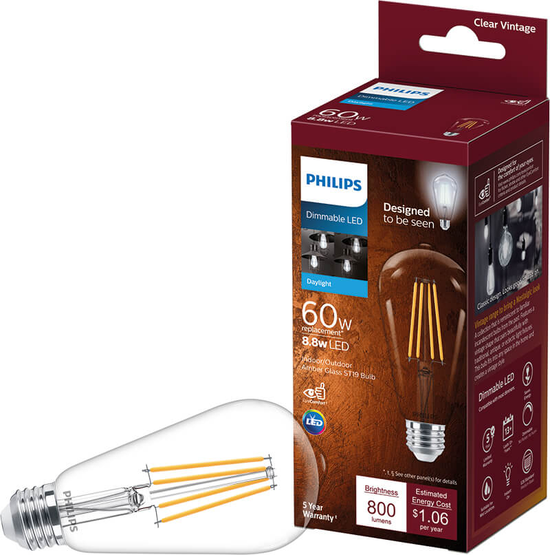 Philips Vintage Edison 60W ST19 Medium LED Decorative Light Bulb 569808