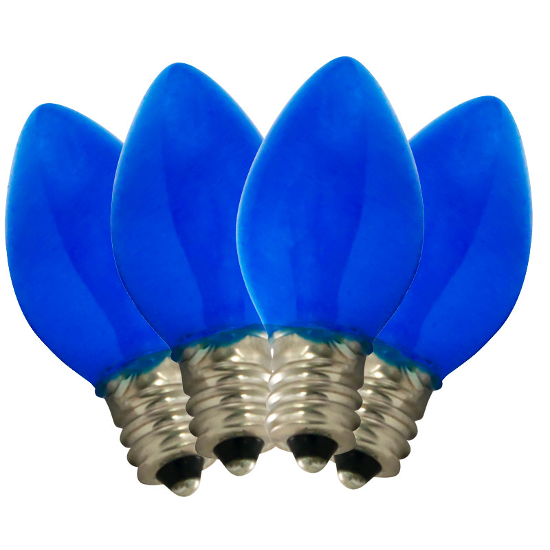 blue ceramic C7 string light bulbs