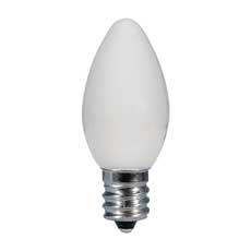 Ceramic White Light Bulbs - C7 - Candelabra Base - 25 Pack HB-C7WHITE