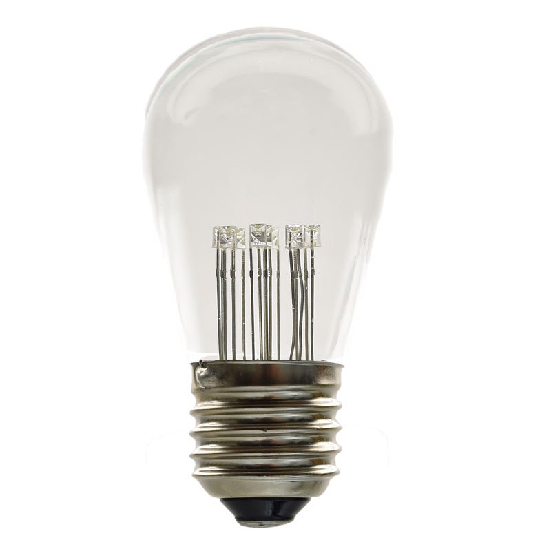 LED S14 Medium Base Light Bulb - 9LED - Clear - Pure White   LI-S14LED-CL-PW/9