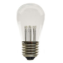 LED S14 Medium Base Light Bulb - 9LED - Clear - Pure White   LI-S14LED-CL-PW/9