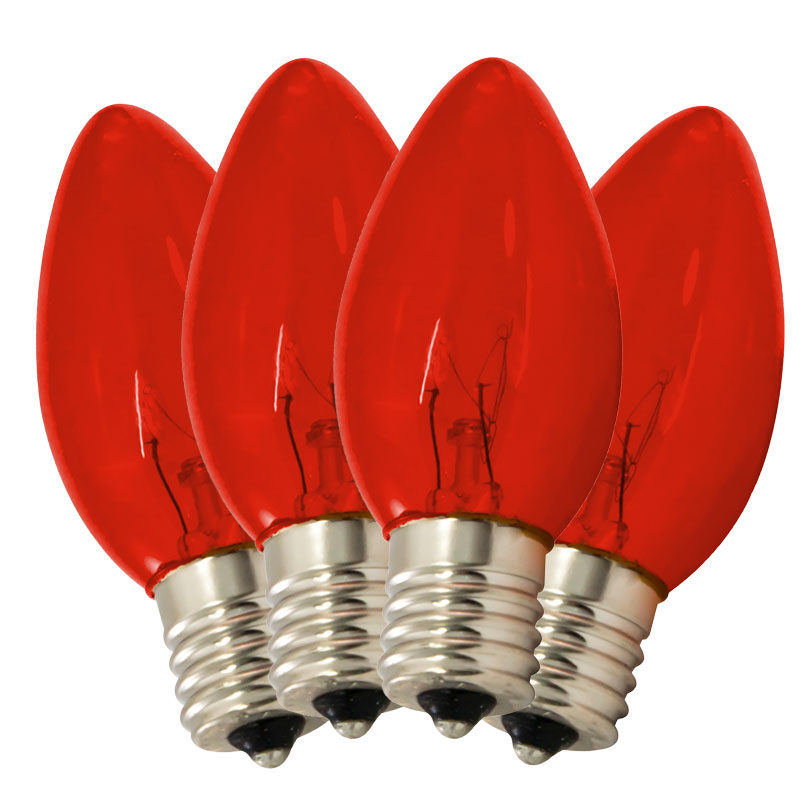 Replacement C9 Stringlight Bulbs - 4 Pack - Transparent Red