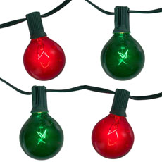 15' Red/Green Globe String Lights - Green Wire HOF-1812RG