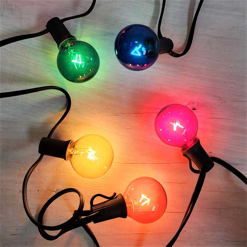 25' Multi Color G40 Globe String Lights - Black Wire  BS-9630000