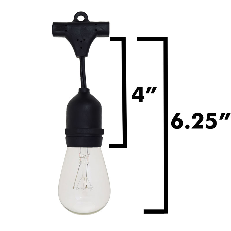 black suspended commercial light strand kit measurements