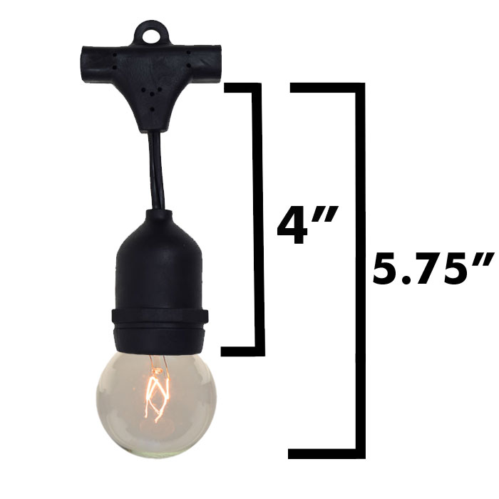 G50 globe black suspended commercial light strand kit measurements