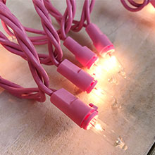 Clear Miniature String Lights - Pink Wire - 50 Count BS-82600