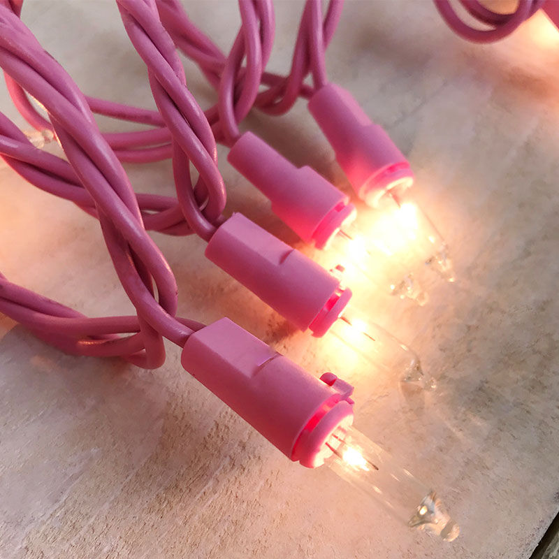 Brite Star 96825 - 50 Light Pink Wire Pink Miniature Light Christmas Light String Set