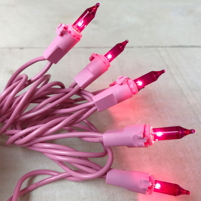 Brite Star 96825 - 50 Light Pink Wire Pink Miniature Light Christmas Light String Set