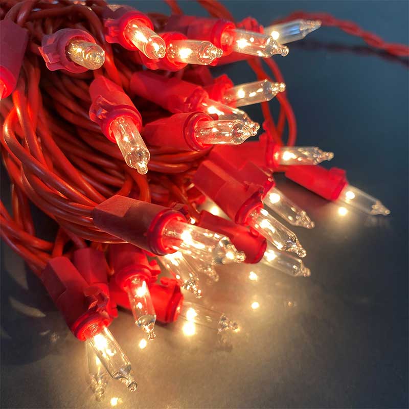 Clear Miniature String Lights - Red Wire - 50 Count  BS-82300