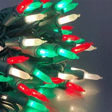 Red/Green/White Frosted Miniature LED String Lights - 50 Lights  BS-12700