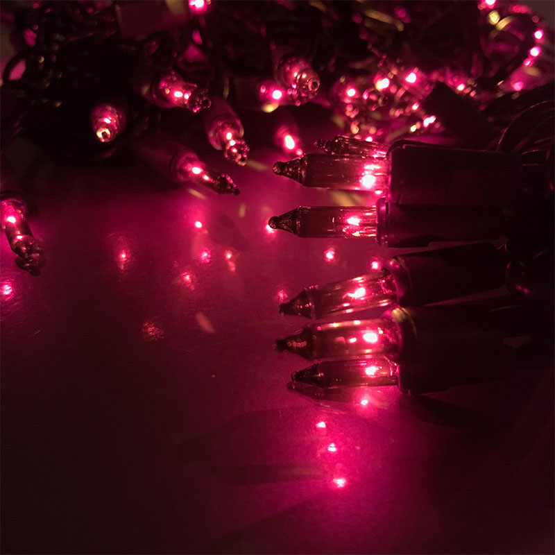 100 Count Fuchsia Miniature Light Set - Black Wire