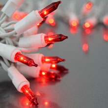 Red Mini String Lights - White Wire