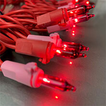 Red/Pink Miniature String Lights - Red Wire - 50 Count BS-82400