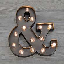 Metal LED "&" Marquee Light - 12" x 13"                         CCO-3668