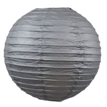 Silver 14" Round Rice Paper Lantern L14BK