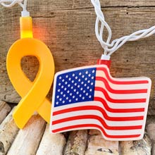 Yellow Ribbon & American Flags Party String Lights