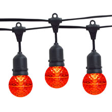 21' Red LED Globe Light Strand Kit - Black Suspended Wire