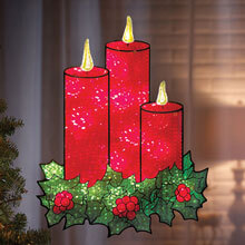 Candles & Wreath Shimmer Wall & Window Light Art PD-91322