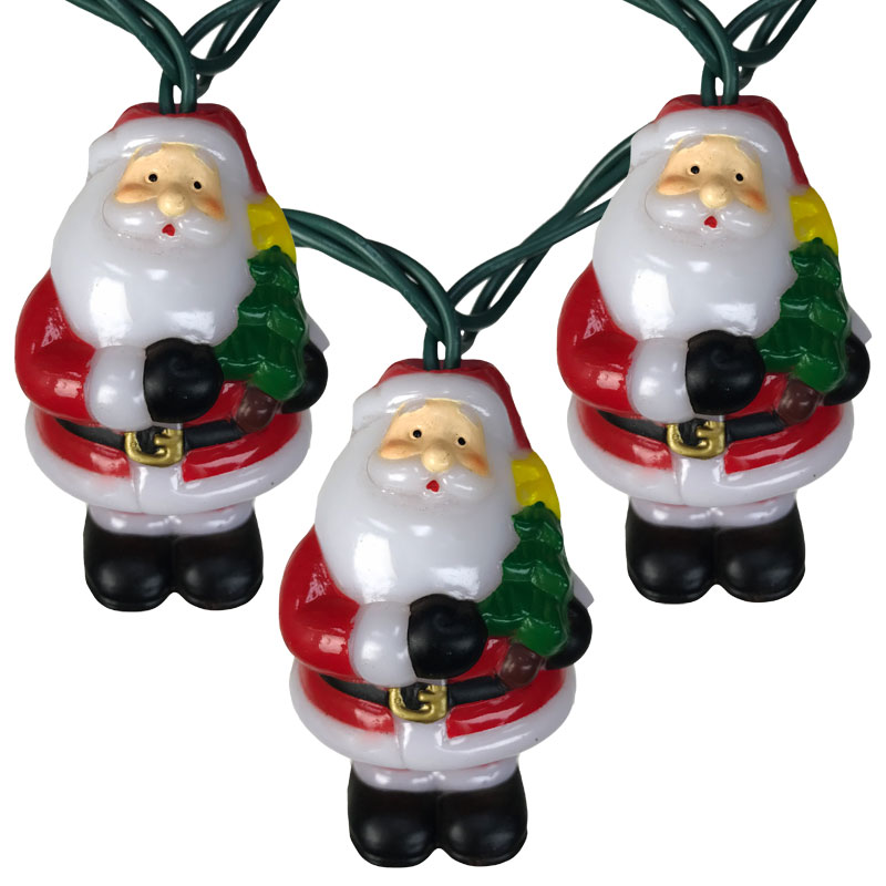 Santa Claus Holding Christmas Tree Novelty Lights