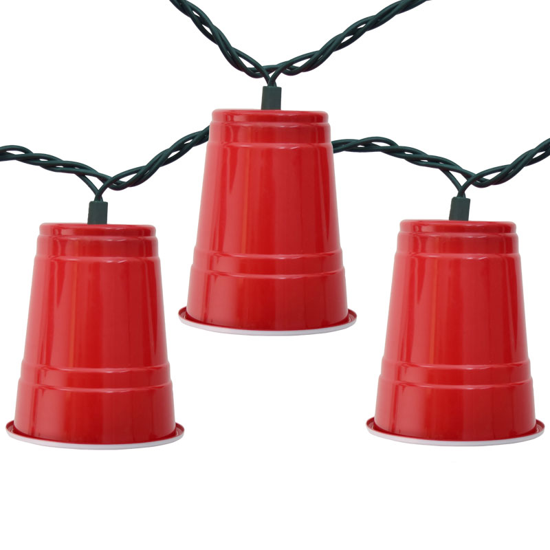 Red Party Cup Camper Novelty Party String Lights Set of 10 Unopened NIB 