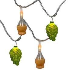 Grapes and Wine Bottles String Lights - 10 Lights DE-70302