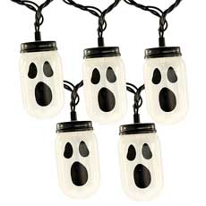 Mason Jar Ghost Party String Lights - 10 Lights